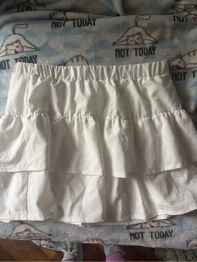 T.J.Maxx White Tiered Ruffle Skater Mini Skirt